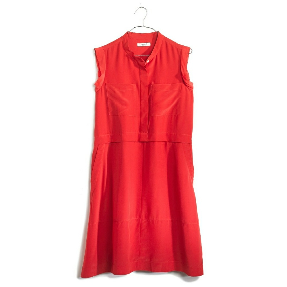 Madewell Shirt dress 100% silk Red 6